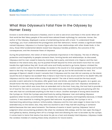 What Was Odysseus’s Fatal Flaw in the Odyssey by Homer: Essay