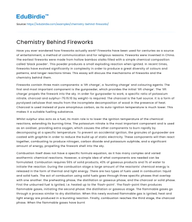 Chemistry Behind Fireworks