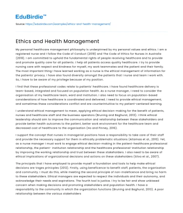 Ethics and Health Management