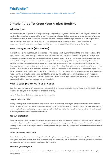 Simple Rules To Keep Your Vision Healthy