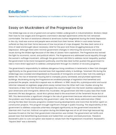 Essay on Muckrakers of the Progressive Era