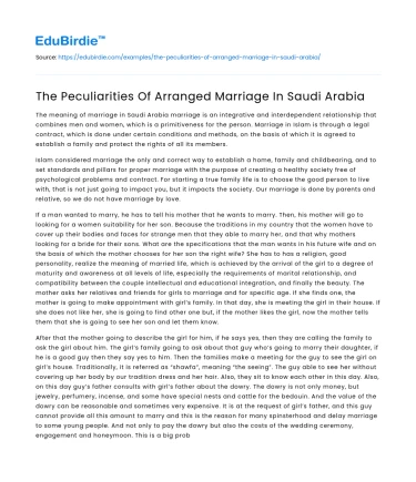 The Peculiarities Of Arranged Marriage In Saudi Arabia