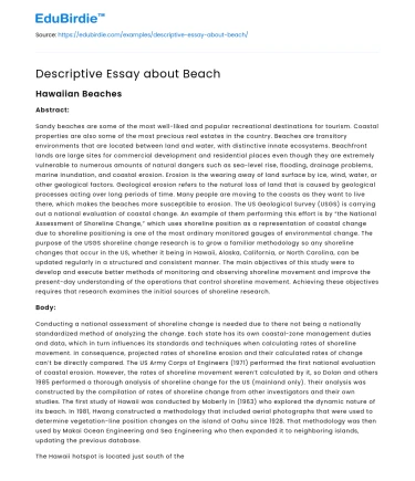 Descriptive Essay about Beach