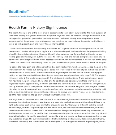 Health Family History Significance