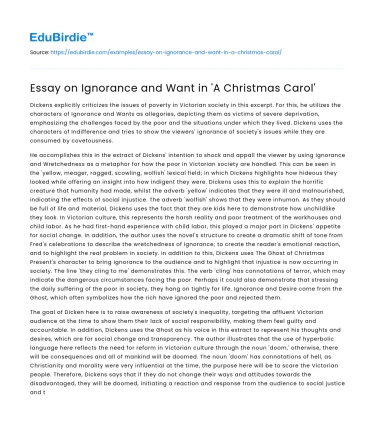 Essay on Ignorance and Want in ‘A Christmas Carol’