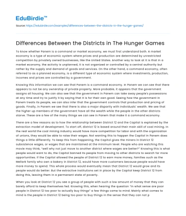 Differences Between the Districts in The Hunger Games