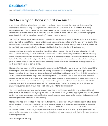 Profile Essay on Stone Cold Steve Austin