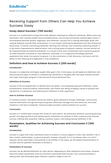 Receiving Support from Others Can Help You Achieve Success: Essay