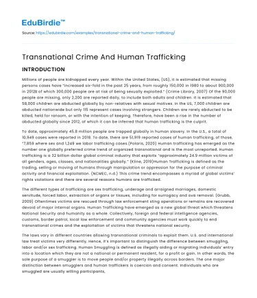 Global Dimensions of Human Trafficking and Transnational Crime