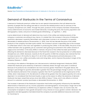 Demand of Starbucks in the Terms of Coronavirus