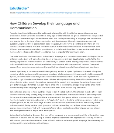 Children’s Language Acquisition