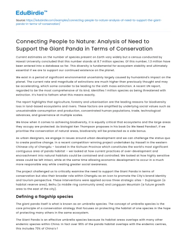 Supporting Giant Panda Conservation: Connecting People to Nature