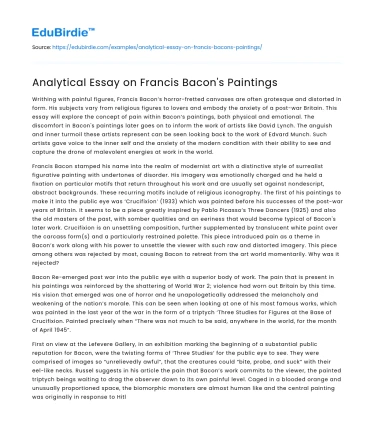 Analytical Essay on Francis Bacon’s Paintings