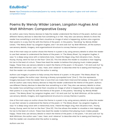 Comparative Wilder Larsen, Hughes, Whitman