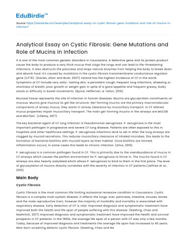 Analyzing Cystic Fibrosis: Gene Mutations & Mucins in Infection