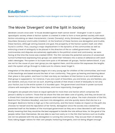 The Movie ‘Divergent’ and the Split in Society