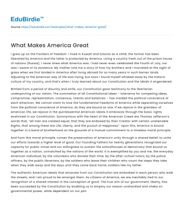 What Makes America Great