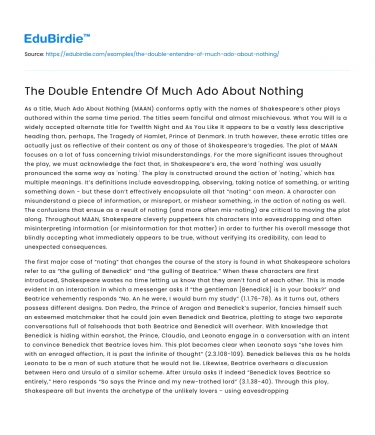 The Double Entendre Of Much Ado About Nothing