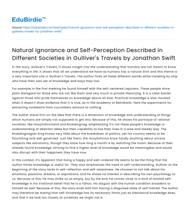 Ignorance and Self-Perception in Gulliver’s Travels by Jonathan Swift