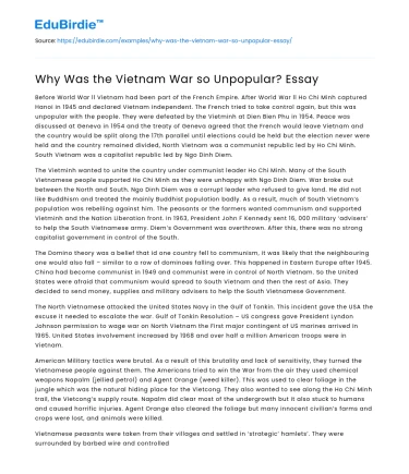 Why Was the Vietnam War so Unpopular? Essay