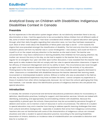 Children with Disabilities in Canada