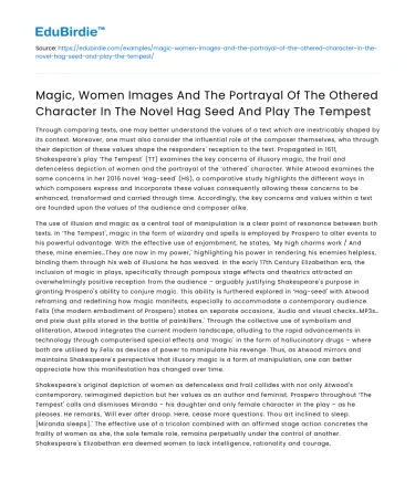 Magic, Women, and Otherness in Hag-Seed and The Tempest