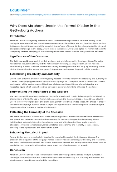 Why Does Abraham Lincoln Use Formal Diction in the Gettysburg Address