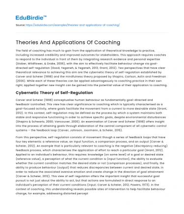 Theories And Applications Of Coaching