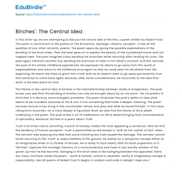 Birches’: The Central Idea