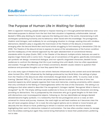 The Purpose of Human Life in Waiting for Godot