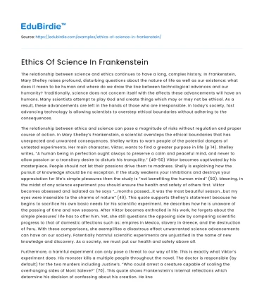 Ethics Of Science In Frankenstein