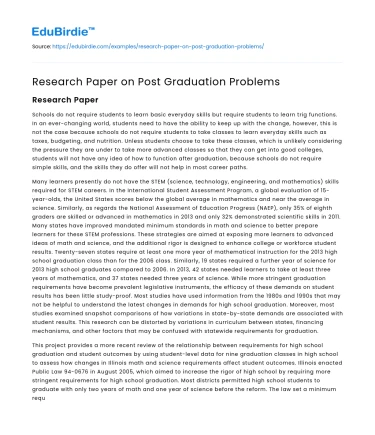 Research Paper on Post Graduation Problems