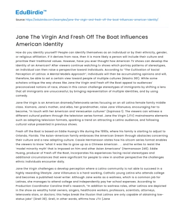 Jane The Virgin And Fresh Off The Boat Influences American Identity