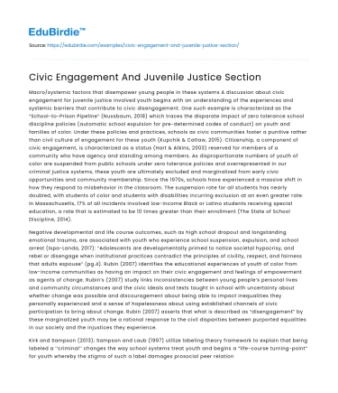 Civic Engagement And Juvenile Justice Section