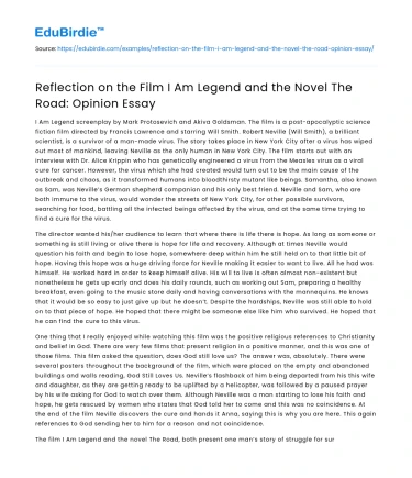 Reflection on the Film I Am Legend and the Novel The Road