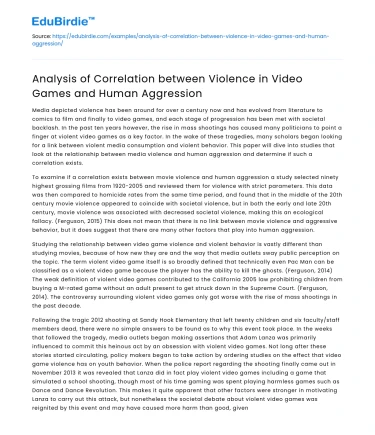 Correlation between Video Game Violence and Human Aggression