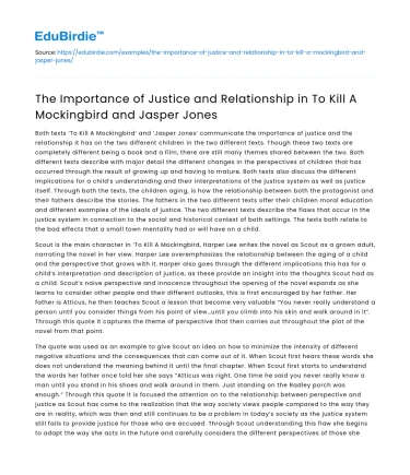 Justice & Relationships in To Kill A Mockingbird & Jasper Jones
