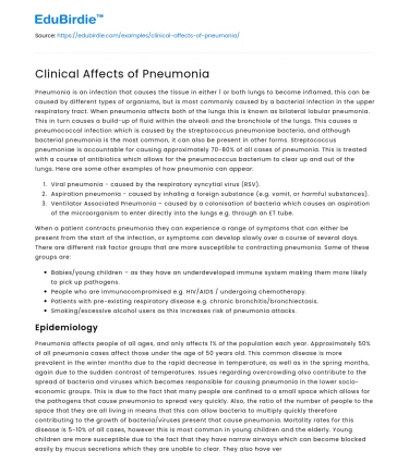 Clinical Implications of Pneumonia