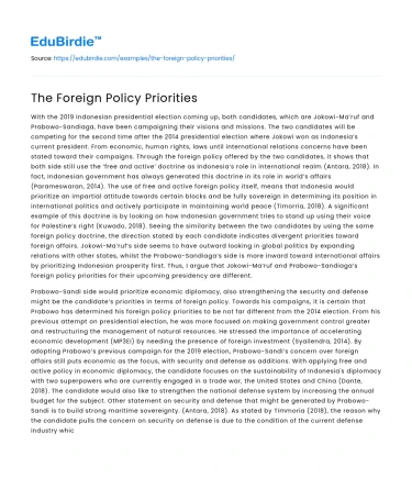 The Foreign Policy Priorities