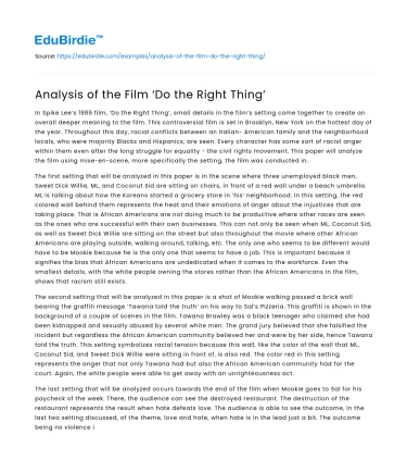 Analysis of the Film ‘Do the Right Thing’
