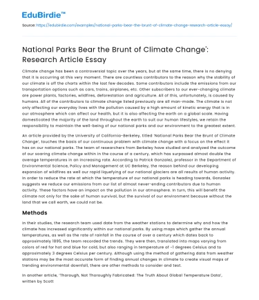 National Parks Bear the Brunt of Climate Change’