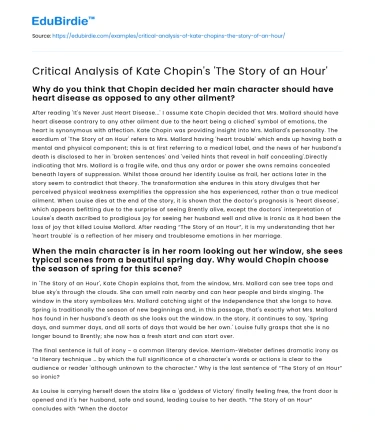 Critical Analysis of Kate Chopin’s ‘The Story of an Hour’