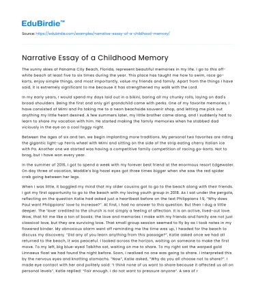 Narrative Essay of a Childhood Memory