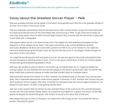 Essay about the Greatest Soccer Player – Pelé