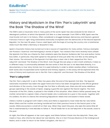 History and Mysticism in ‘Pan’s Labyrinth’ & ‘The Shadow of the Wind’
