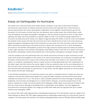 Comparative Analysis of Earthquakes and Hurricanes