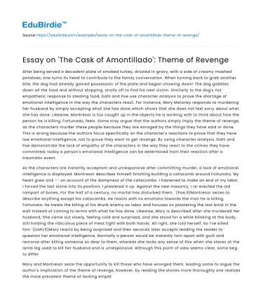 Essay on ‘The Cask of Amontillado’: Theme of Revenge