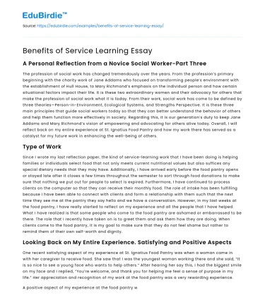 Benefits of Service Learning Essay