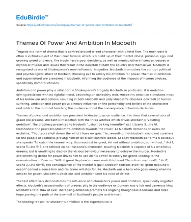 Themes Of Power And Ambition In Macbeth