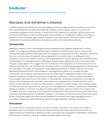 Microbes And Alzheimer’s Disease